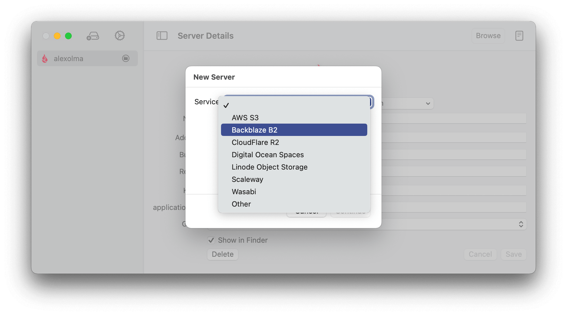 Screenshot der macOS-App von S3 Files.