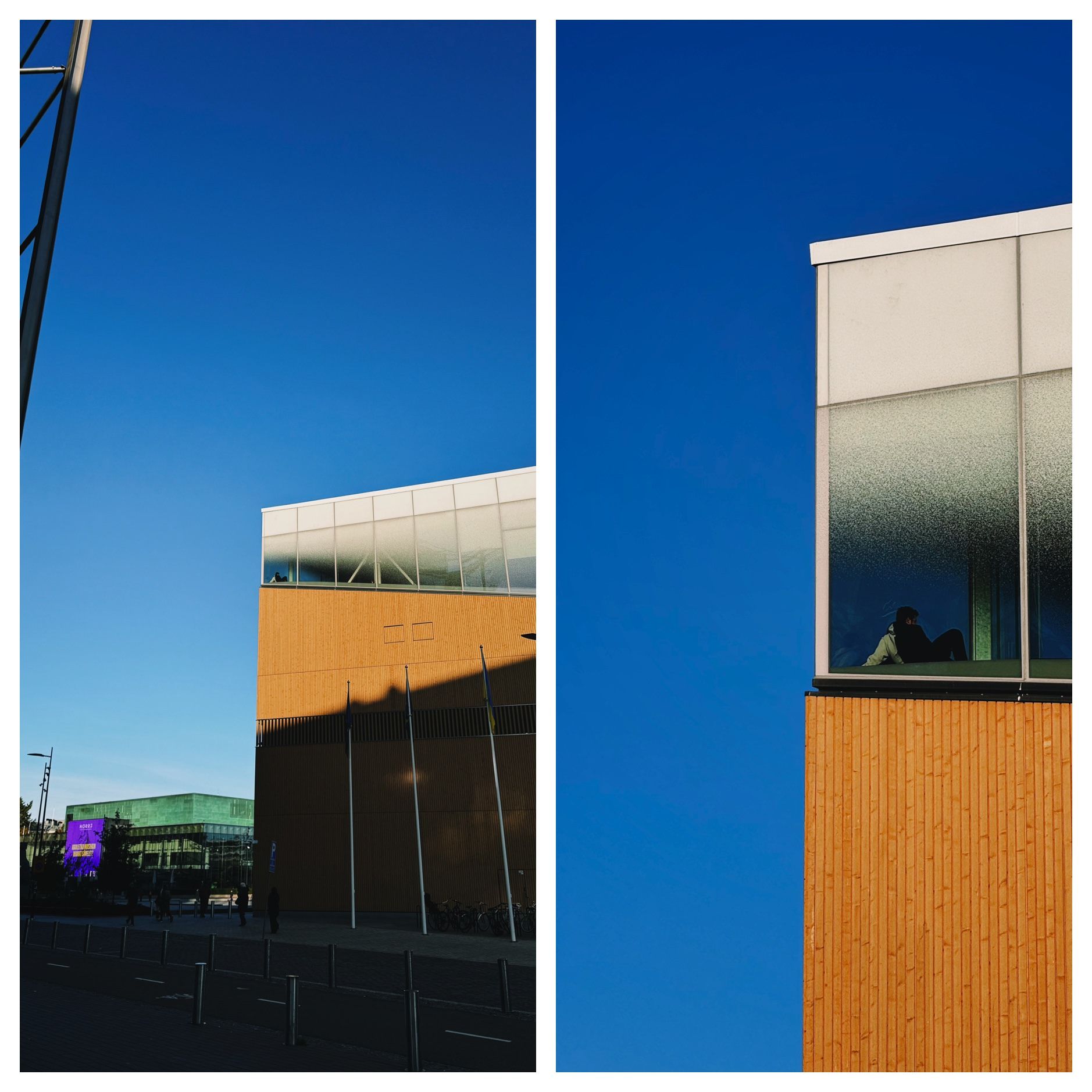 2x Fotos von Oodi –&nbsp;der Bibliothek. 