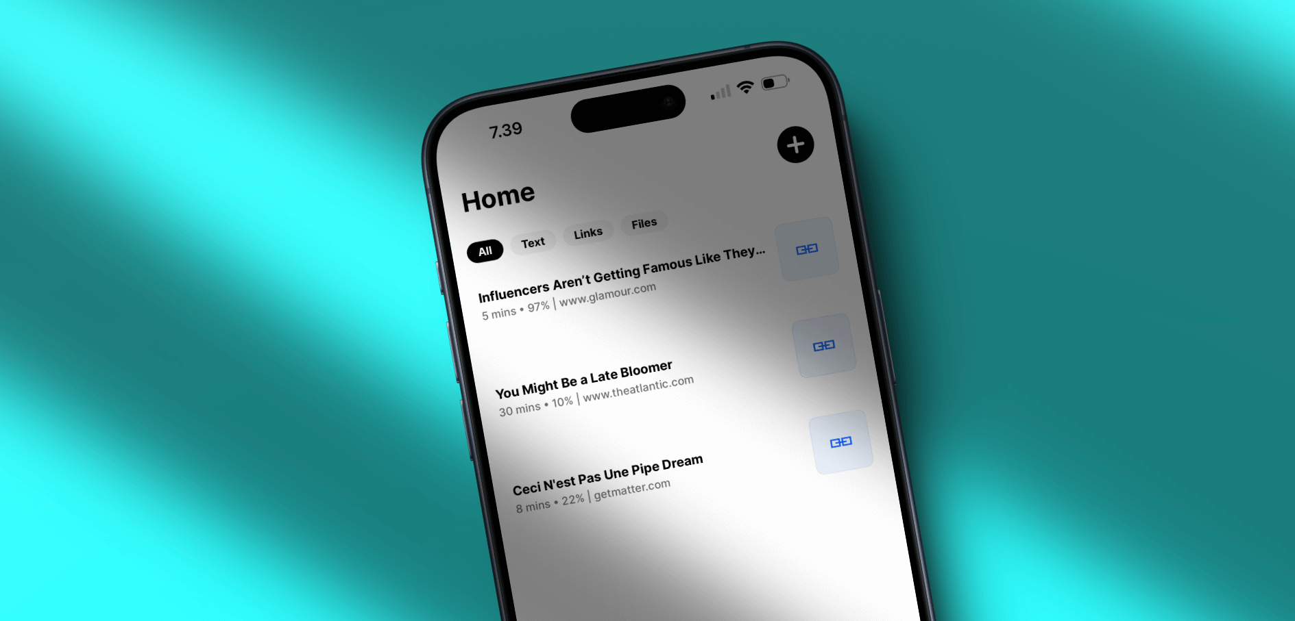 Screenshot der iOS-App von ElevenLabs die drei Artikel zeigt.