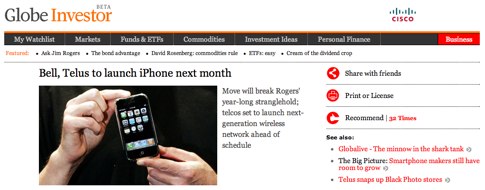 Bell, Telus to launch iPhone next month - The Globe and Mail.jpg