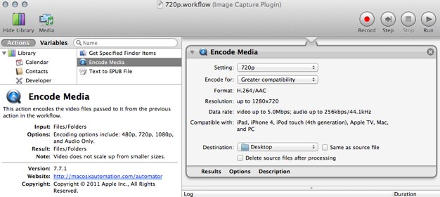 IPhoneBlog de 720p workflow