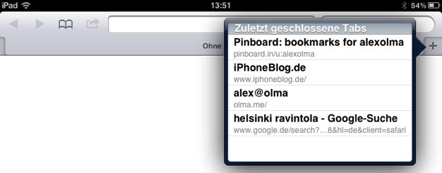 IPhoneBlog de Zuletzt geschlossene Tabs