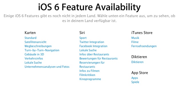 IPhoneBlog de iOS 6 Feature Availability