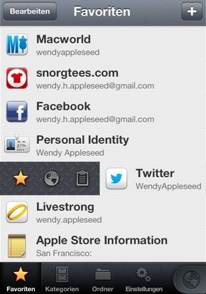 IPhoneBlog de 1Password Favoriten