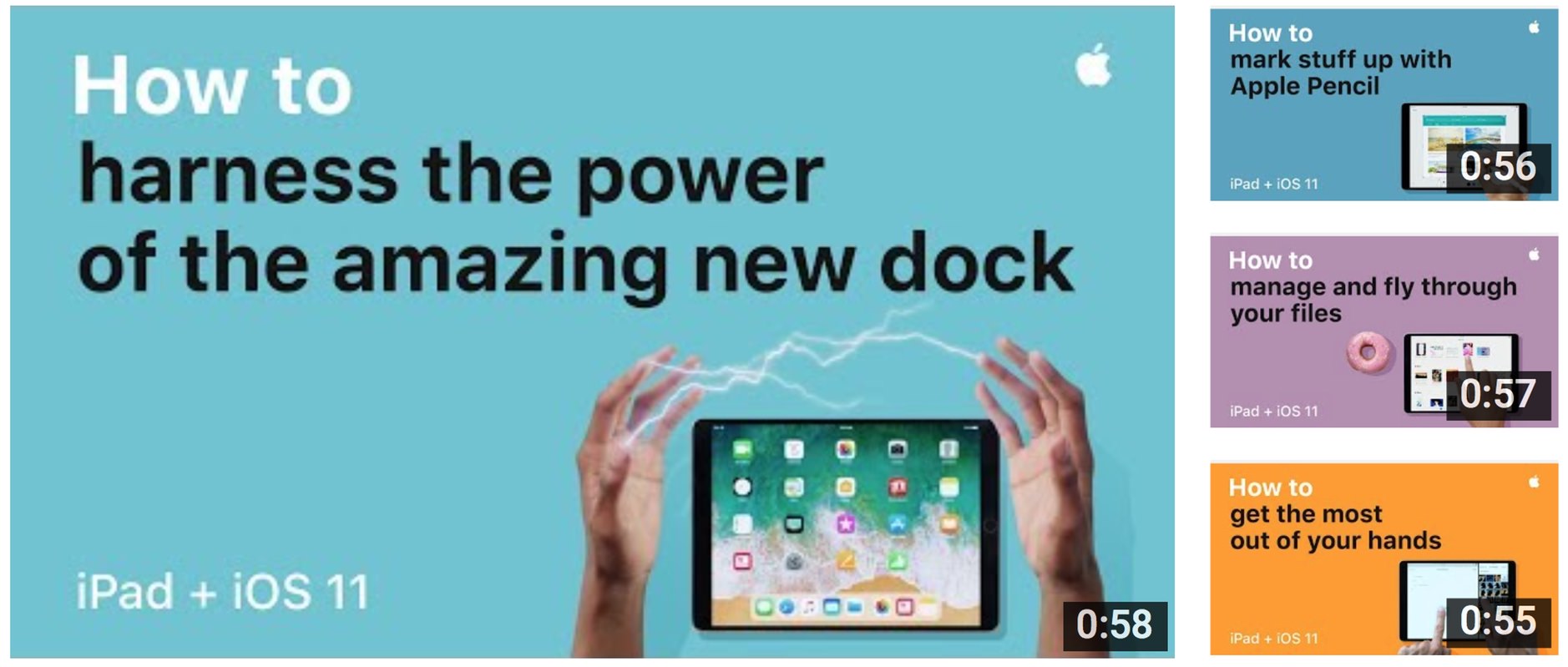 Sechs offizielle ?How to?-Werbevideos für iOS 11 auf dem iPad