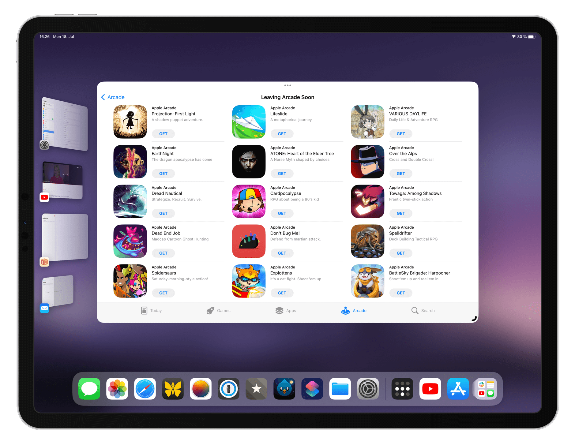 Screenshot vom Apple Store aus der Apple-Arcade-Kategorie.
