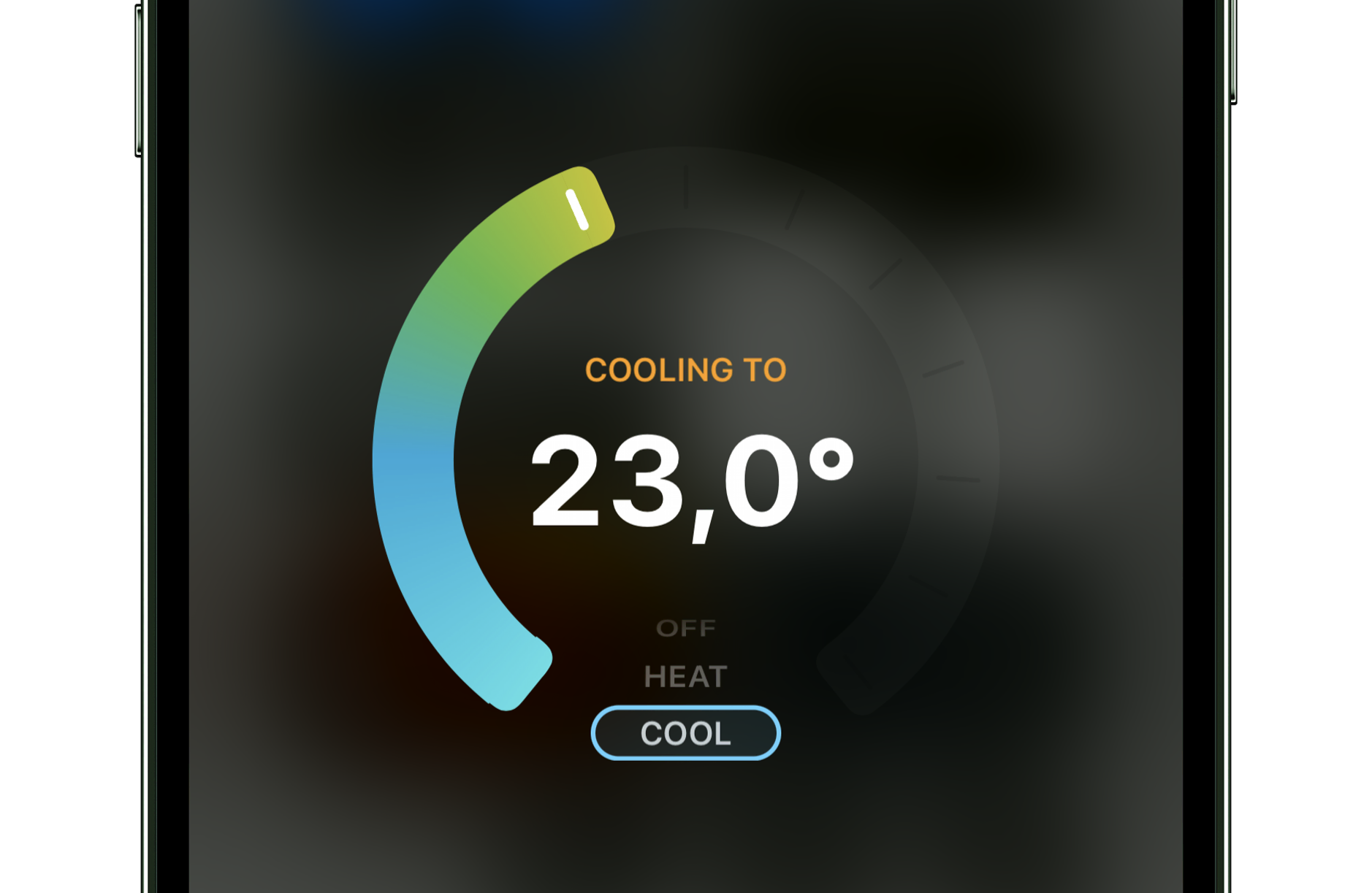 Bild zeigt Home-App und Steuerung der Klimaanlage.