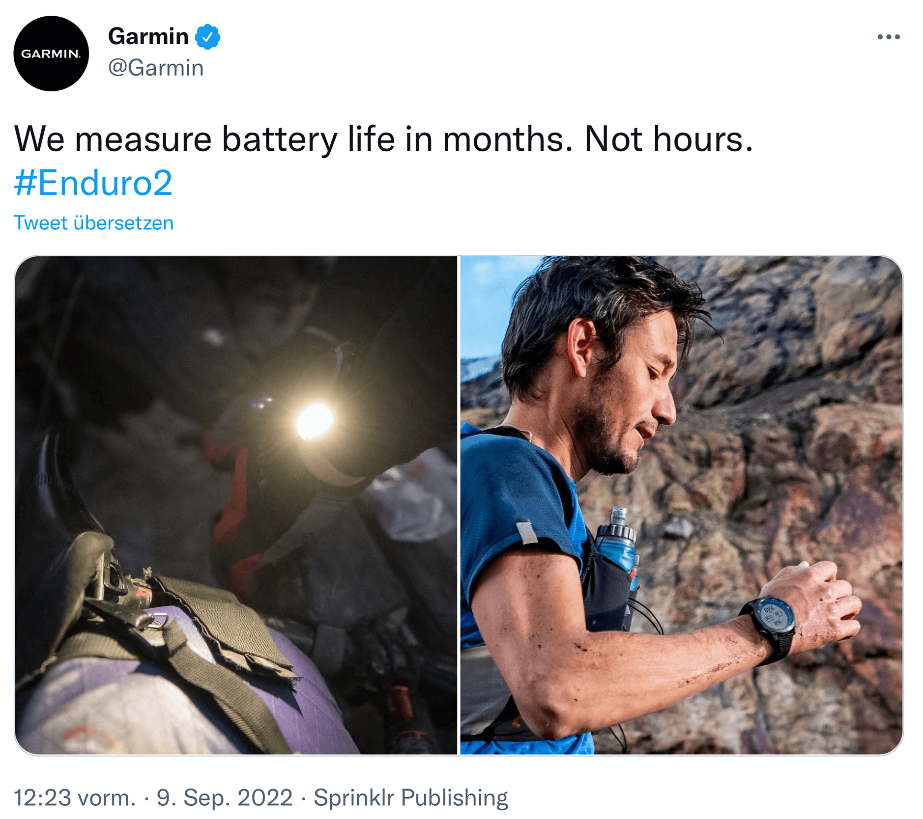 Screenshot des Tweets von @Garmin.