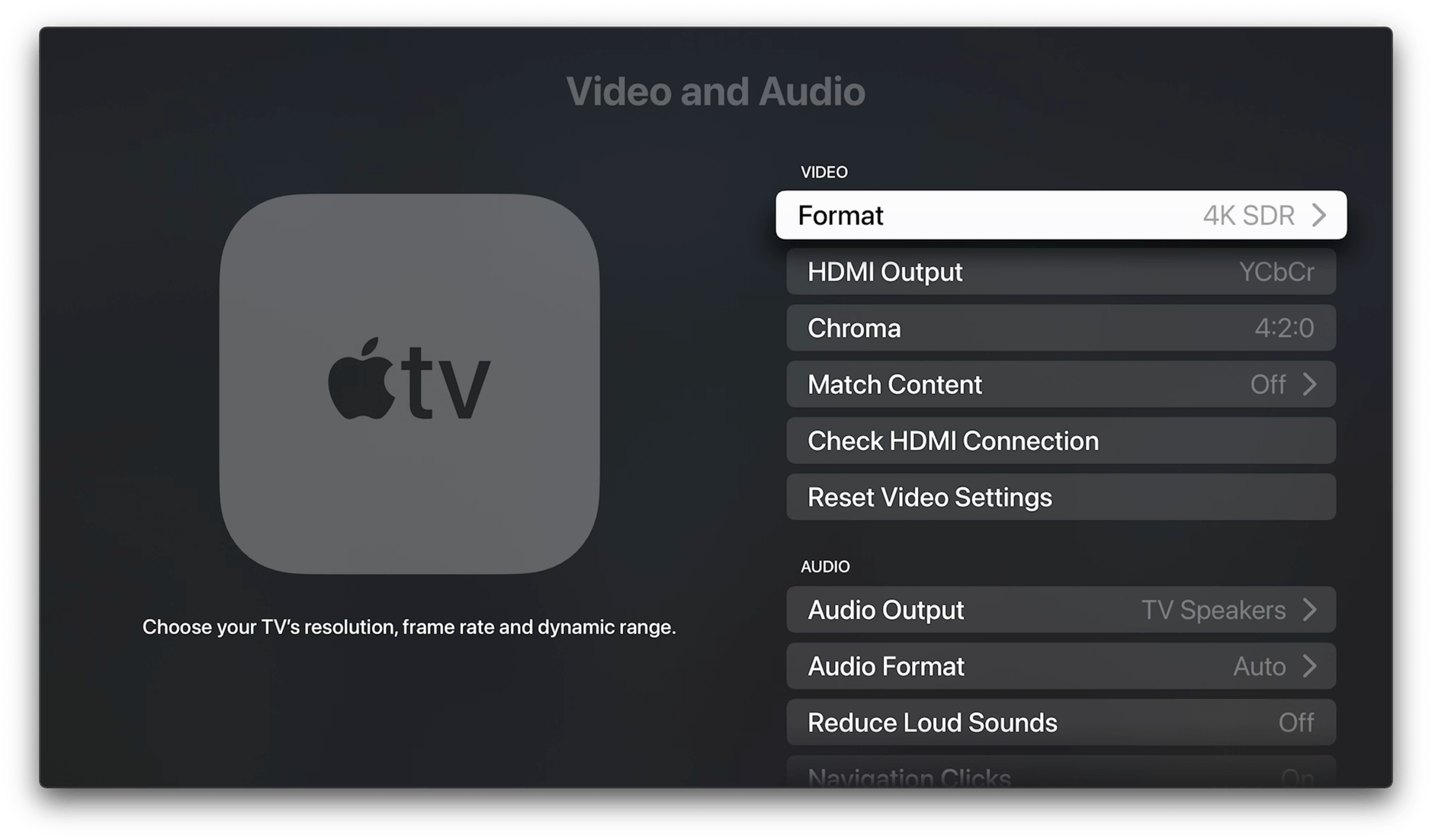 Bild zeigt Apple-TV-Einstellungen.