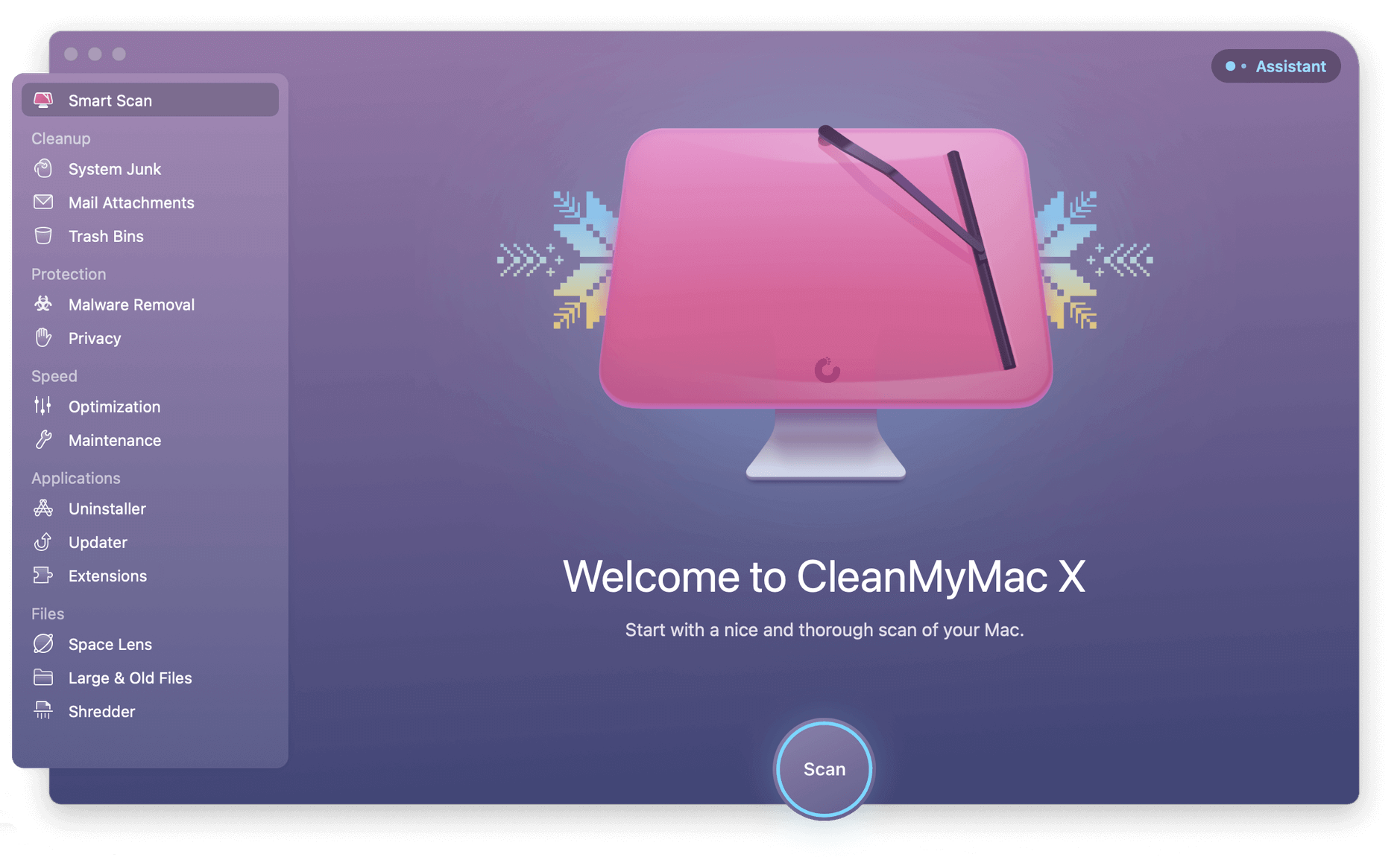 Screenshot der macOS-App CleanMyMac X im Smart-Scan-Mode.