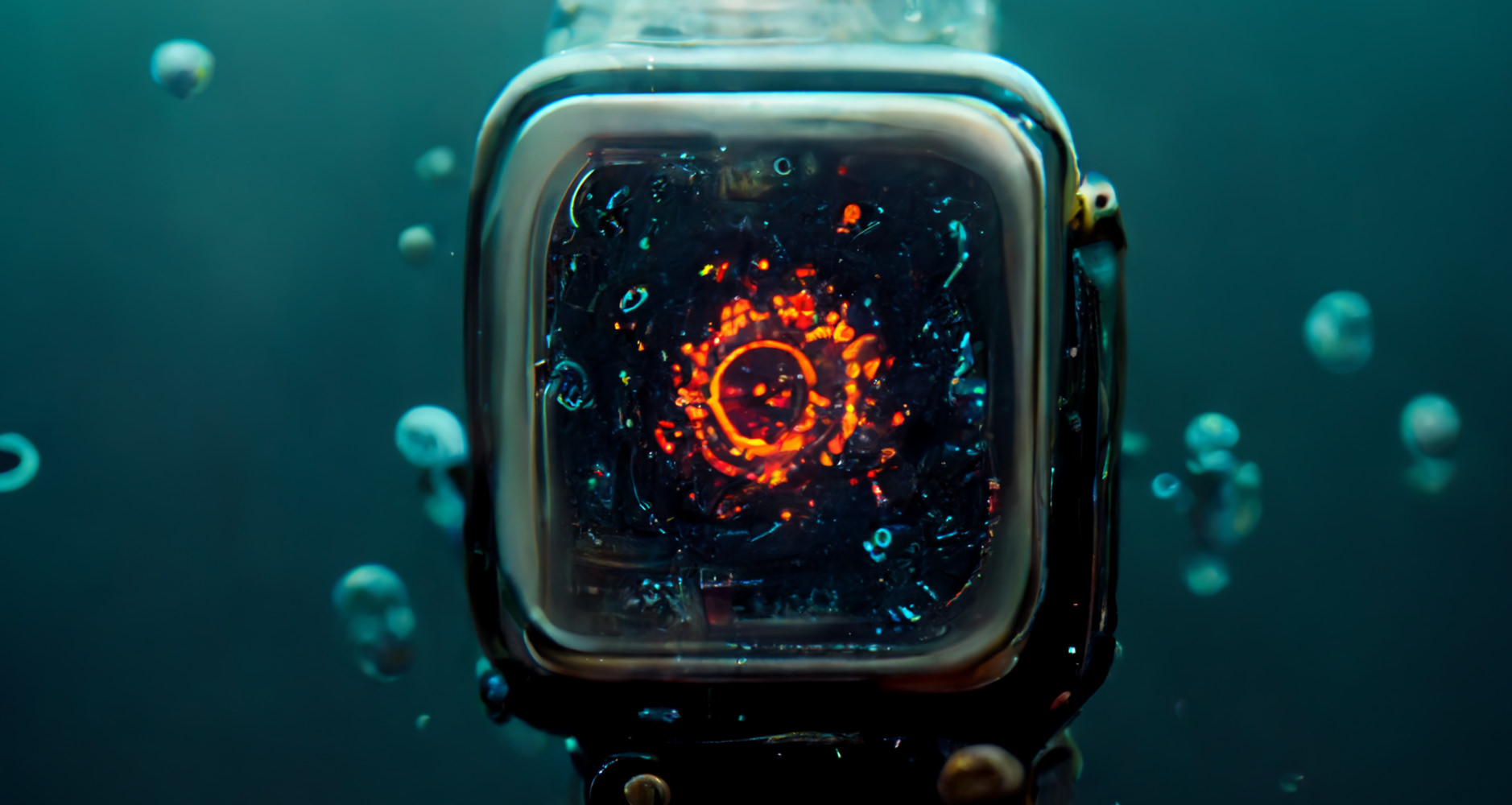 Abstraktes Symbolbild: Apple Watch unter Wasser.