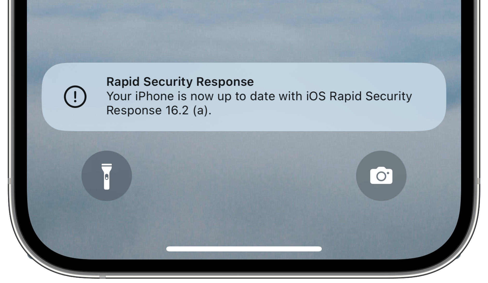 Screenshot zeigt iPhone-Sperrbildschirm nach Sicherheits-Update.