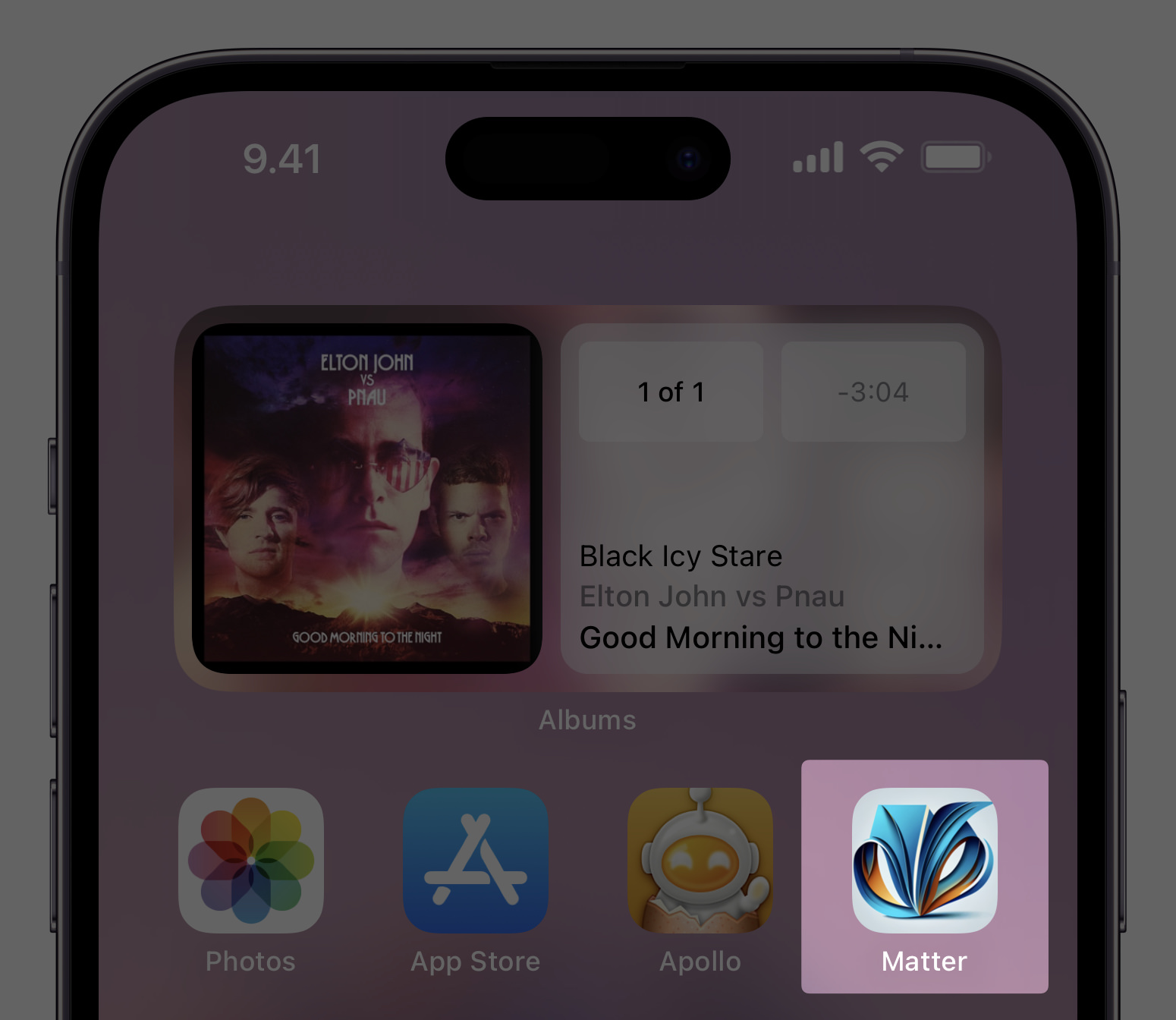 Screenshot von iPhone-Homebildschirm, das ein alternatives Matter-Icon zeigt.