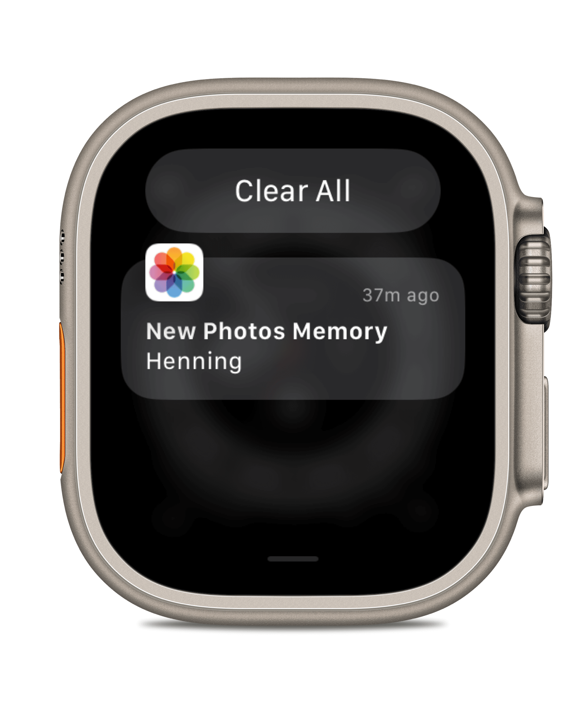 Apple-Watch-Screenshot einer „New Photos Memory“.