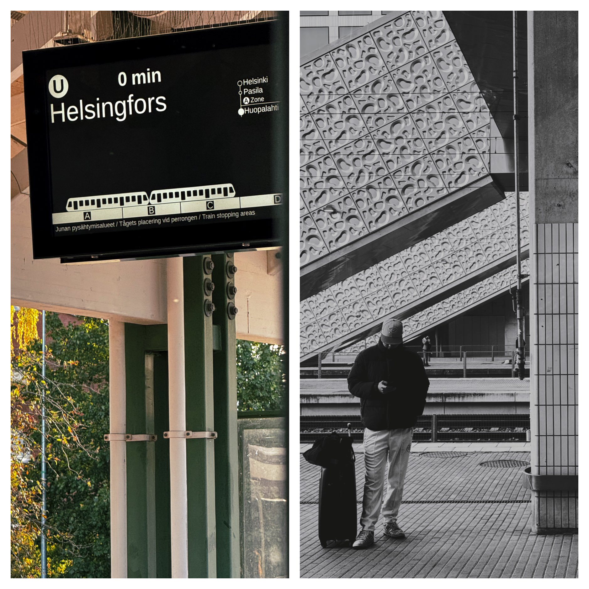 2x Fotos aus dem Zug in die Innenstadt.