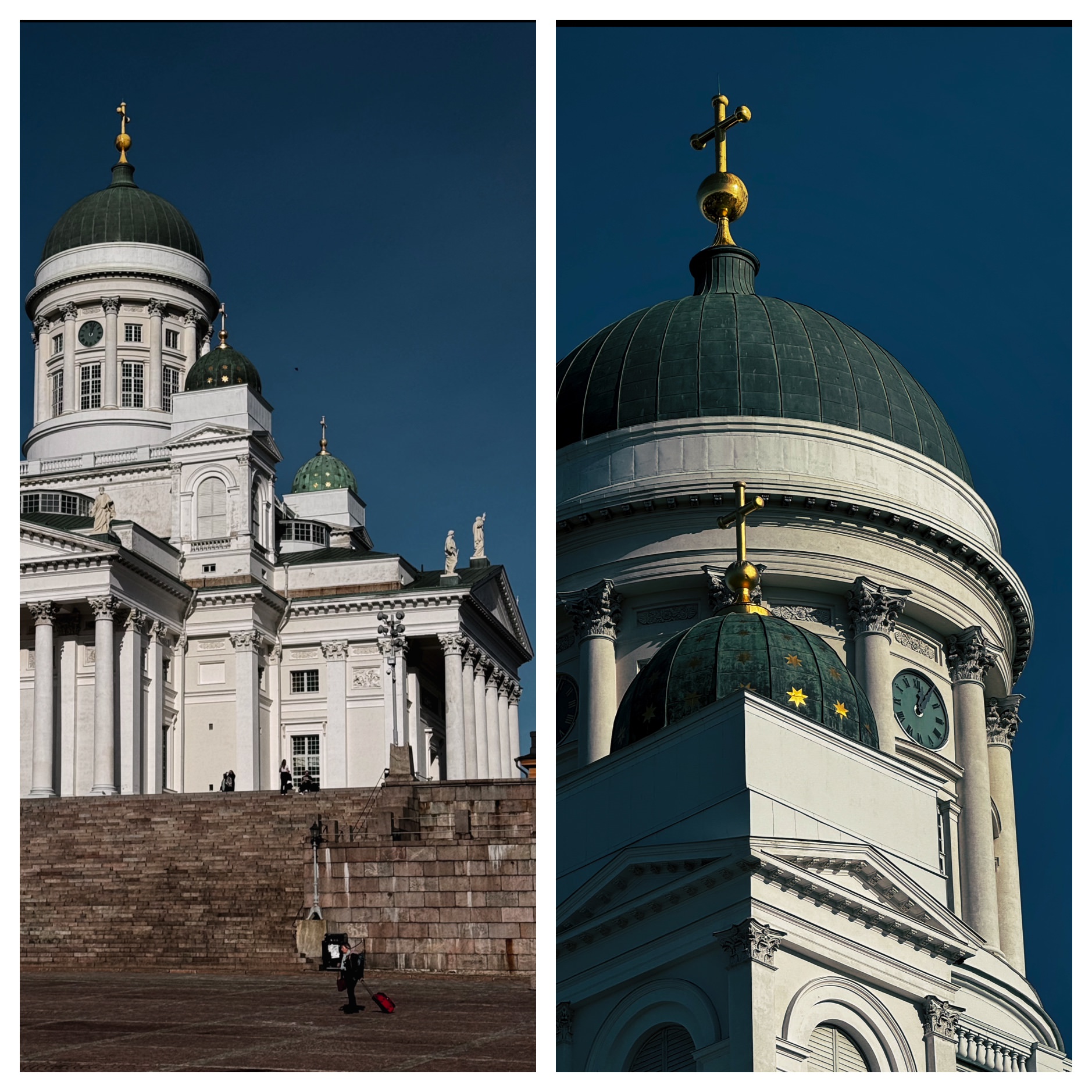 2x Fotos vom weißen Dom in Helsinki.
