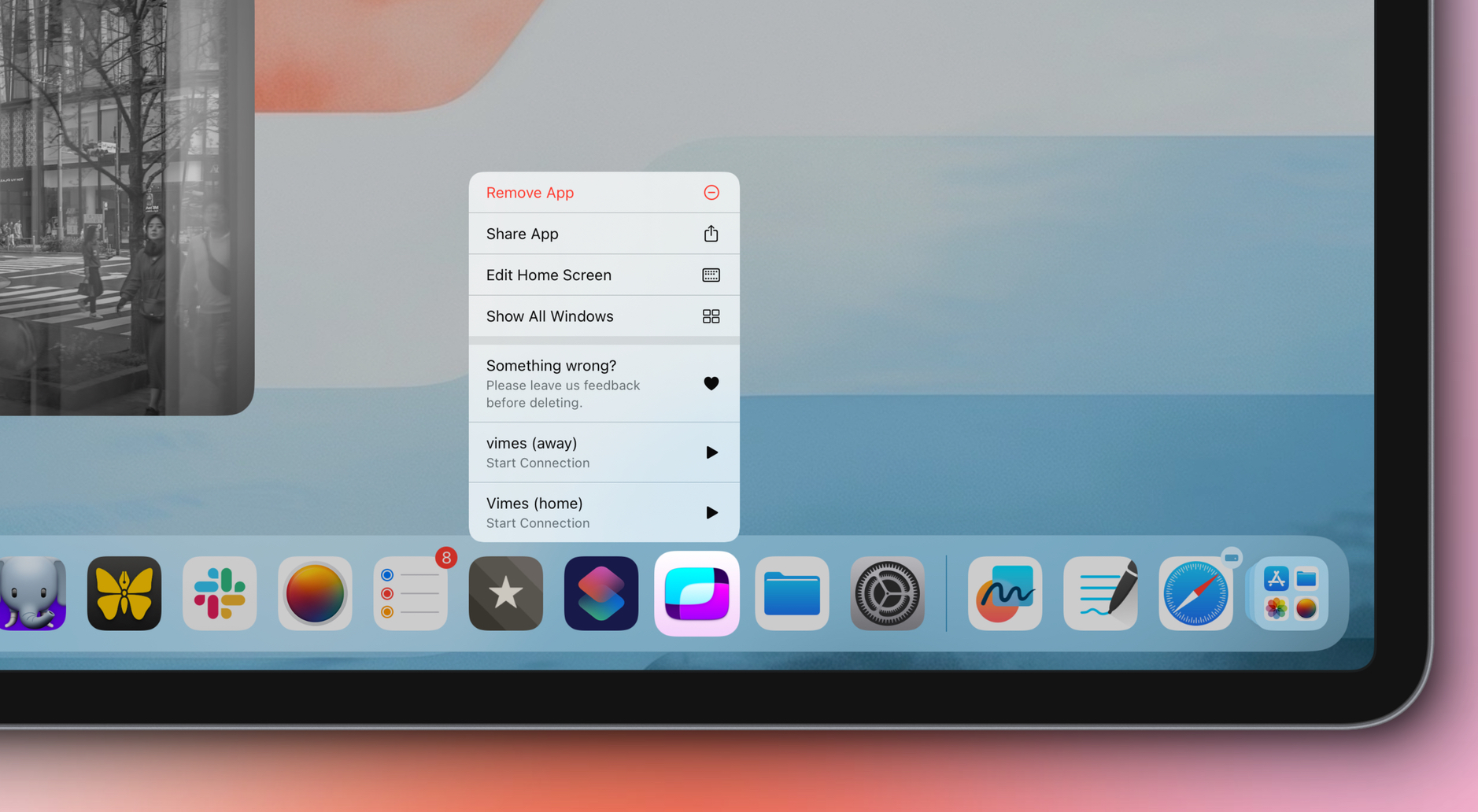 iPadOS-Screenshot vom Dock, dass die App Screens zeigt.